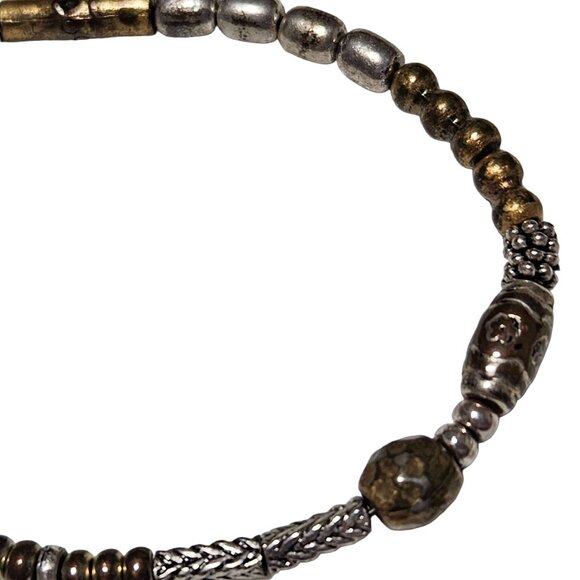 Elegant Handcrafted Mixed Metal Beaded Stretch Bracelet Fashion Jewelry Women - Picture 2 of 4